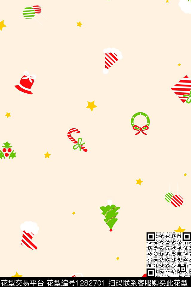星星卡通圣诞元素传统印花花型下载（图片编号: 1282701） - 瓦栏（Walan）