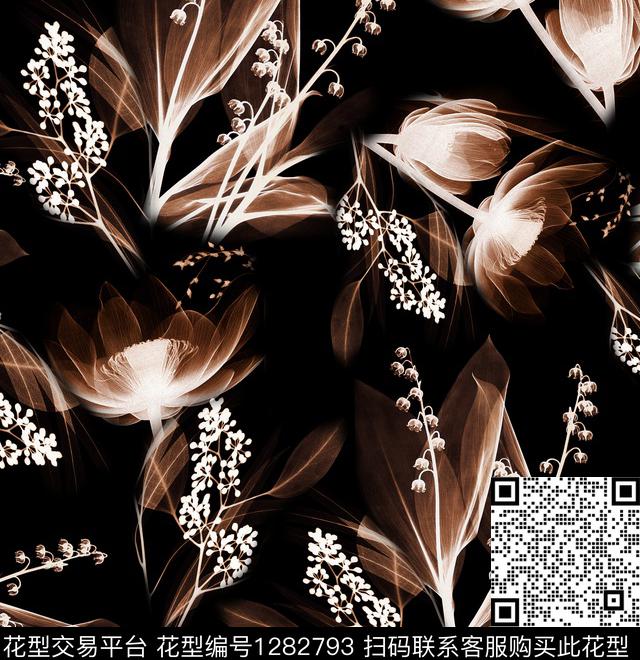 1228.jpg - 1282793 - 抽象花卉 绿植树叶 大牌风 - 数码印花花型 － 女装花型设计 － 瓦栏
