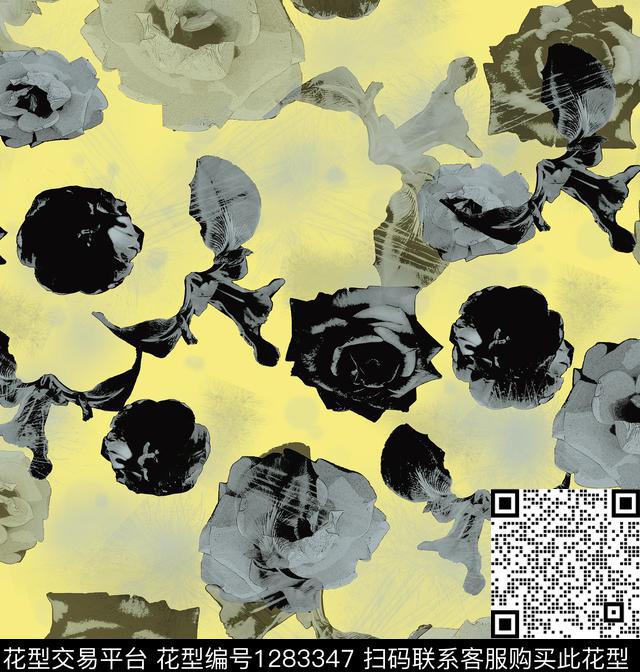 6863762.jpg - 1283347 - 花卉 抽象 混合拼接 - 数码印花花型 － 女装花型设计 － 瓦栏
