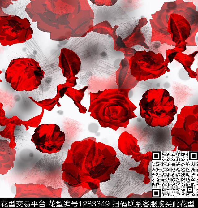 68637.jpg - 1283349 - 花卉 抽象 混合拼接 - 数码印花花型 － 女装花型设计 － 瓦栏