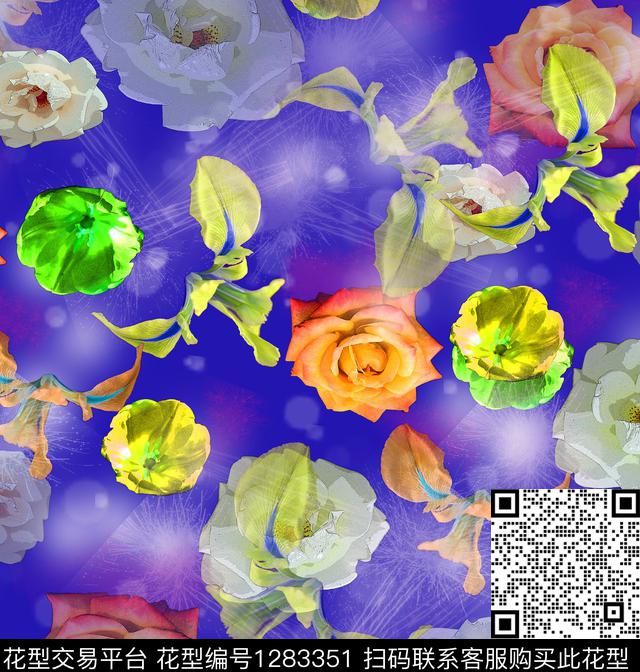 6863.jpg - 1283351 - 花卉 抽象 混合拼接 - 数码印花花型 － 女装花型设计 － 瓦栏