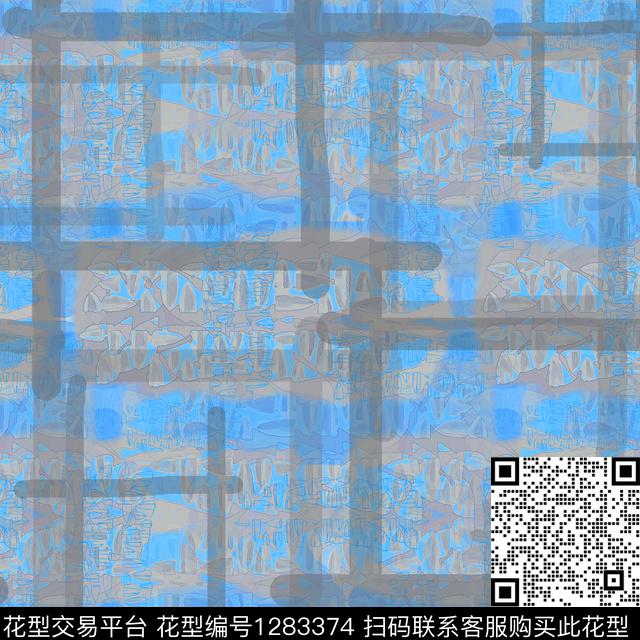 几何手绘线条笔触迷彩图案数码印花花型下载（图片编号: 1283374） - 瓦栏（Walan）