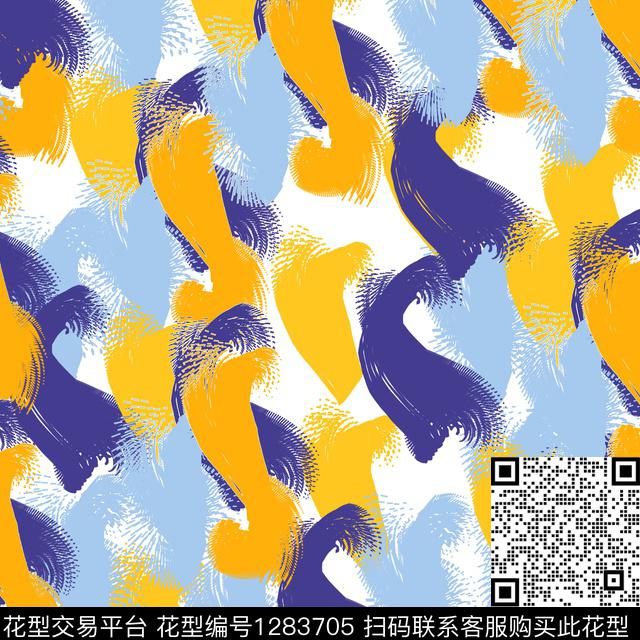 笔触大牌风抽象数码印花花型下载（图片编号: 1283705） - 瓦栏（Walan）