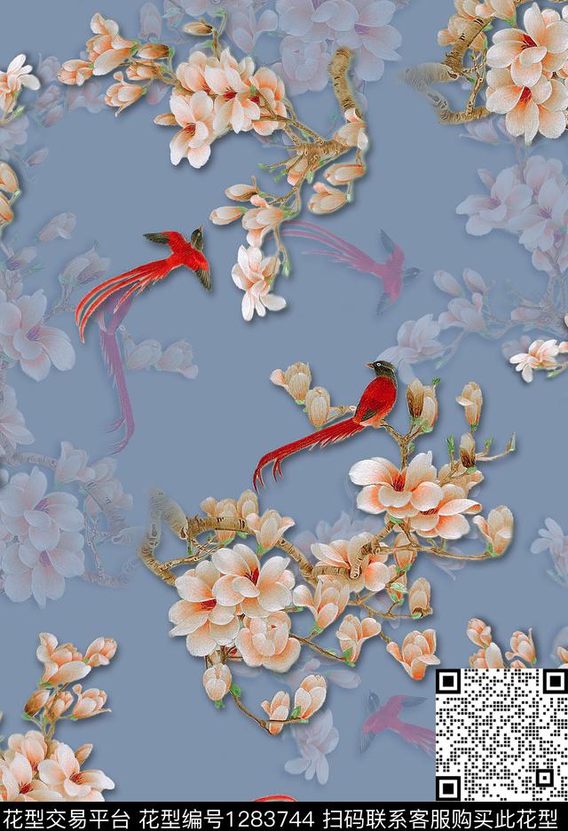 1217-4.jpg - 1283744 - 花鸟 深圳 民族风 - 数码印花花型 － 女装花型设计 － 瓦栏