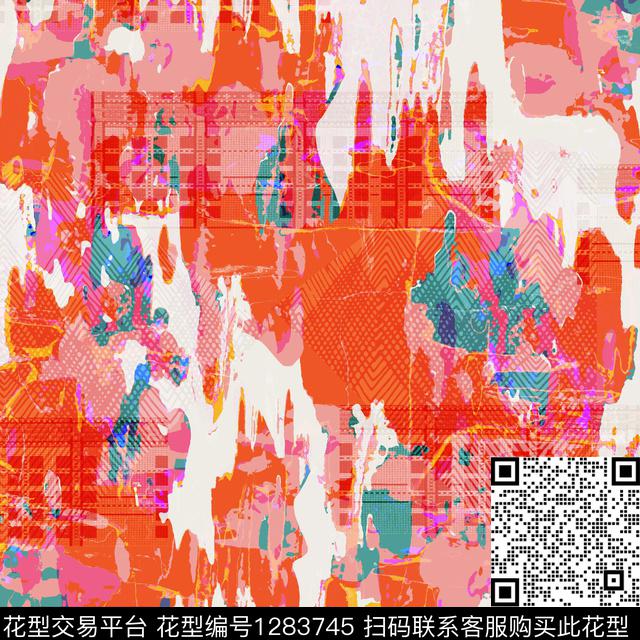 1217-1.jpg - 1283745 - 笔触 大牌风 抽象 - 数码印花花型 － 女装花型设计 － 瓦栏