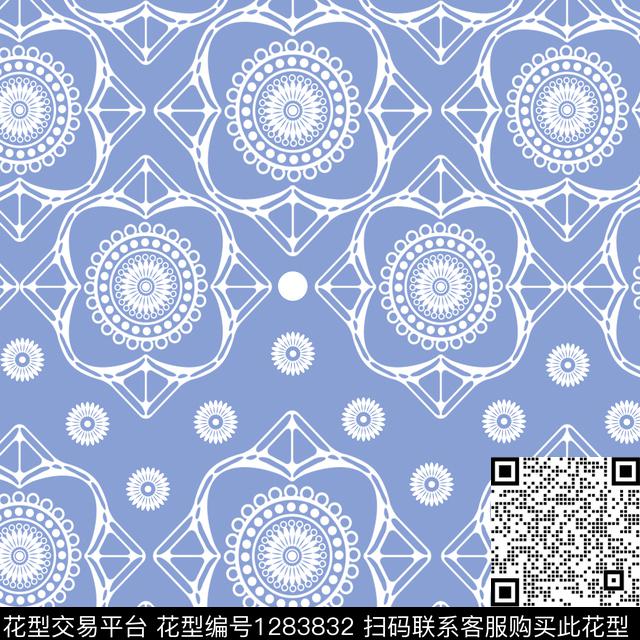 复古几何菱形传统印花花型下载（图片编号: 1283832） - 瓦栏（Walan）