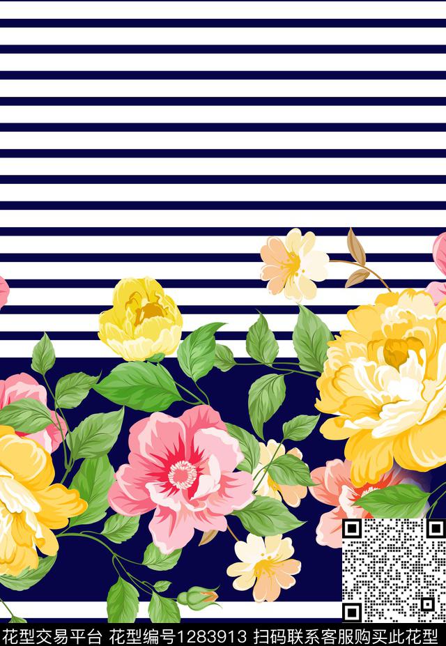 定位花女装定位花花卉数码印花花型下载（图片编号: 1283913） - 瓦栏（Walan）