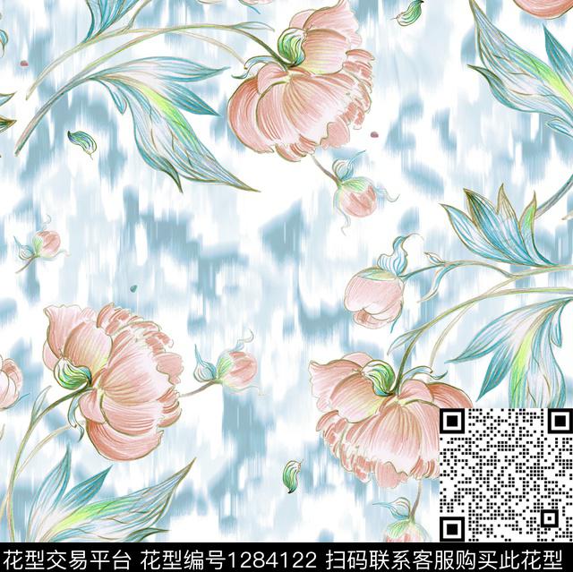 20191214b.jpg - 1284122 - 数码花型 花卉 扎染花型 - 数码印花花型 － 女装花型设计 － 瓦栏