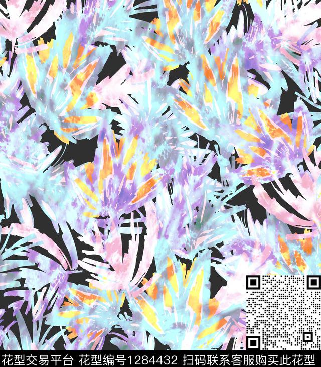 QH191216b.jpg - 1284432 - 数码花型 花卉 抽象 - 数码印花花型 － 女装花型设计 － 瓦栏