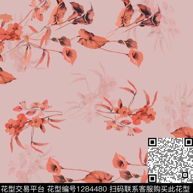 1219.jpg - 1284480 - 花卉 大牌风 素雅 - 数码印花花型 － 女装花型设计 － 瓦栏