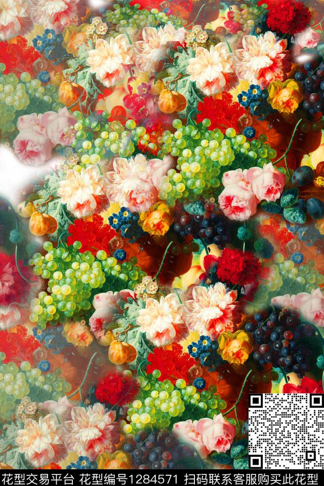1219-1.jpg - 1284571 - 水果 时尚 油画花型 - 数码印花花型 － 女装花型设计 － 瓦栏