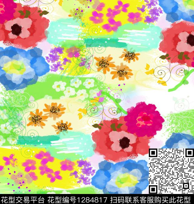 678.jpg - 1284817 - 绘画 花卉 抽象 - 数码印花花型 － 女装花型设计 － 瓦栏