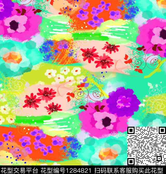 67890.jpg - 1284821 - 绘画 花卉 抽象 - 数码印花花型 － 女装花型设计 － 瓦栏