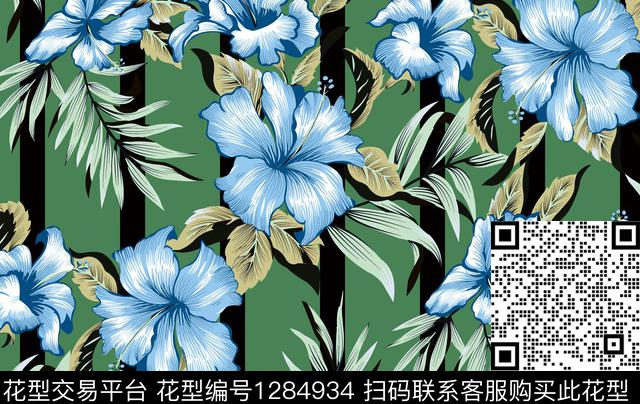 8.jpg - 1284934 - 花卉 手绘大花 几何花卉 - 传统印花花型 － 女装花型设计 － 瓦栏