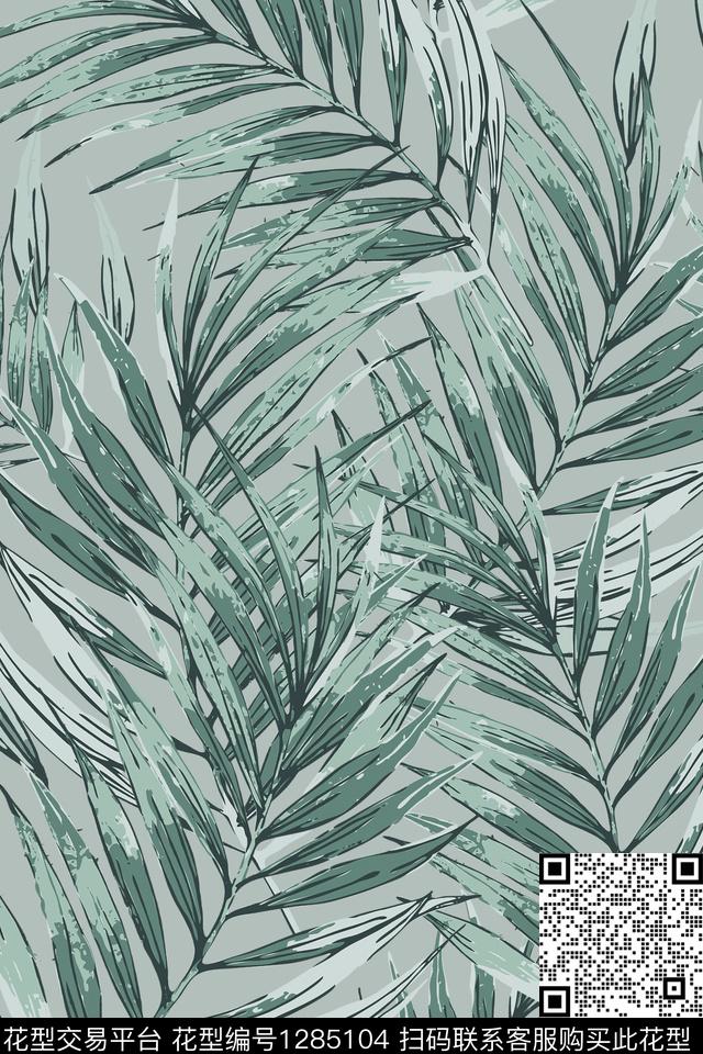 大牌风热带花型植物传统印花花型下载（图片编号: 1285104） - 瓦栏（Walan）