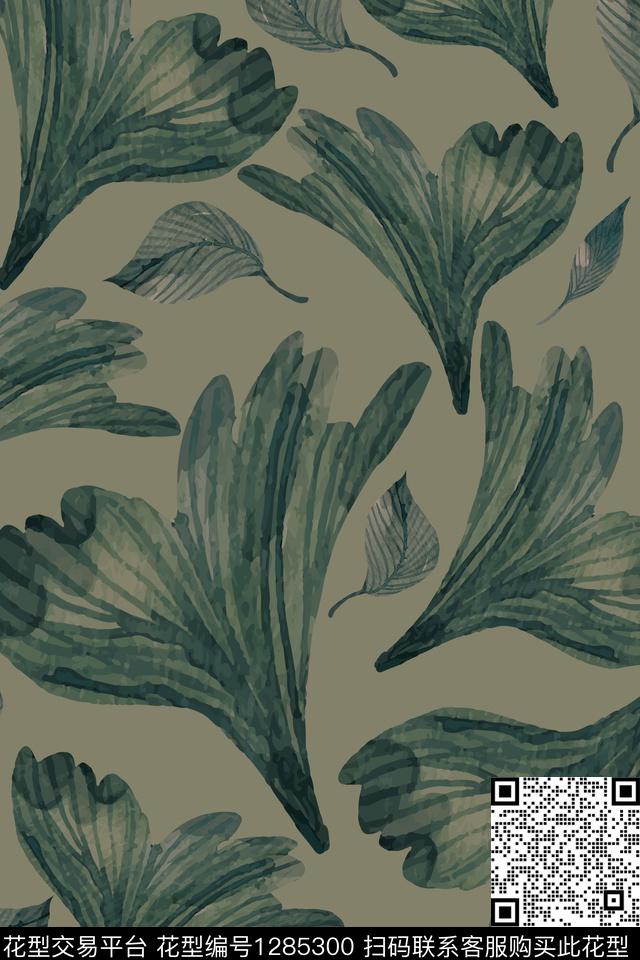 复古抽象水彩花卉数码印花花型下载（图片编号: 1285300） - 瓦栏（Walan）
