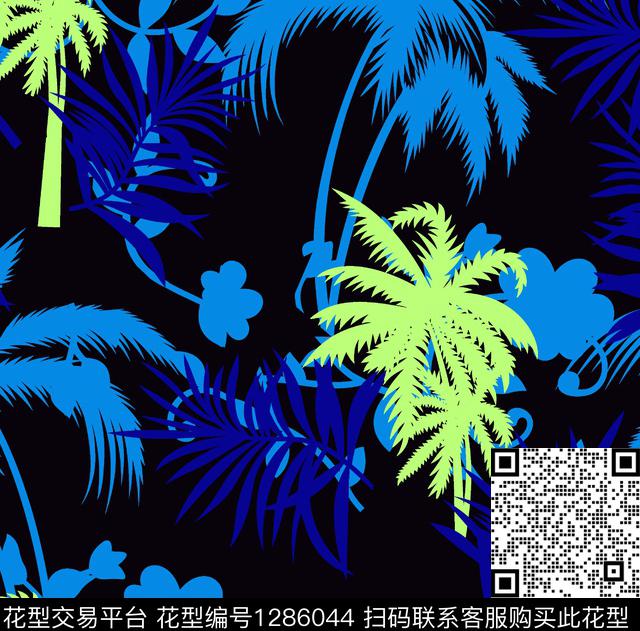 +90134.jpg - 1286044 - 泳裤系列 沙滩裤系列 椰树热带植物 - 传统印花花型 － 泳装花型设计 － 瓦栏