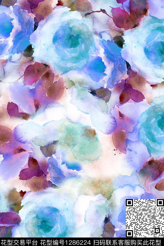 植物中国风国画数码印花花型下载（图片编号: 1286224） - 瓦栏（Walan）