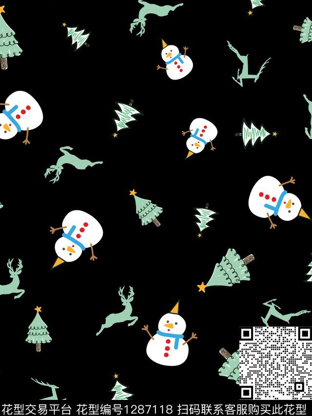 JL-0001A分层.jpg - 1287118 - 鹿 星星 圣诞 - 传统印花花型 － 童装花型设计 － 瓦栏