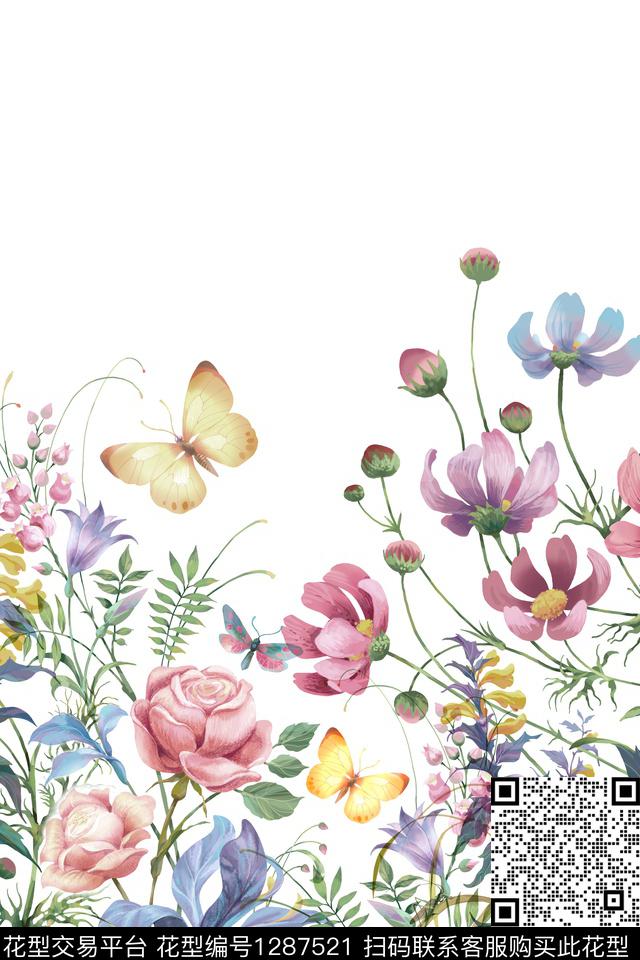 女装定位花大花花卉数码印花花型下载（图片编号: 1287521） - 瓦栏（Walan）