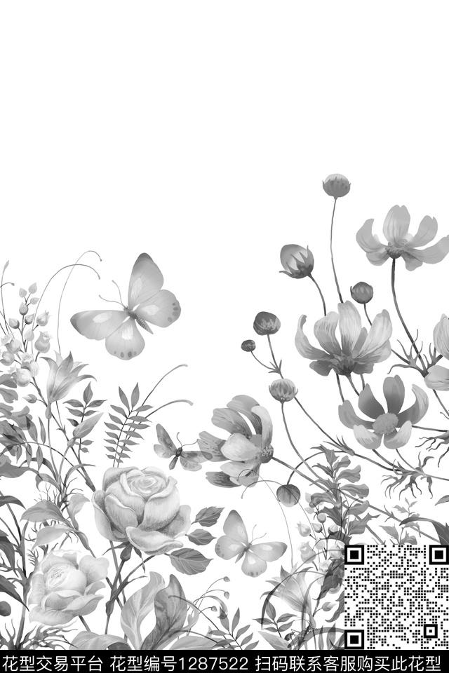 女装定位花大花花卉数码印花花型下载（图片编号: 1287522） - 瓦栏（Walan）