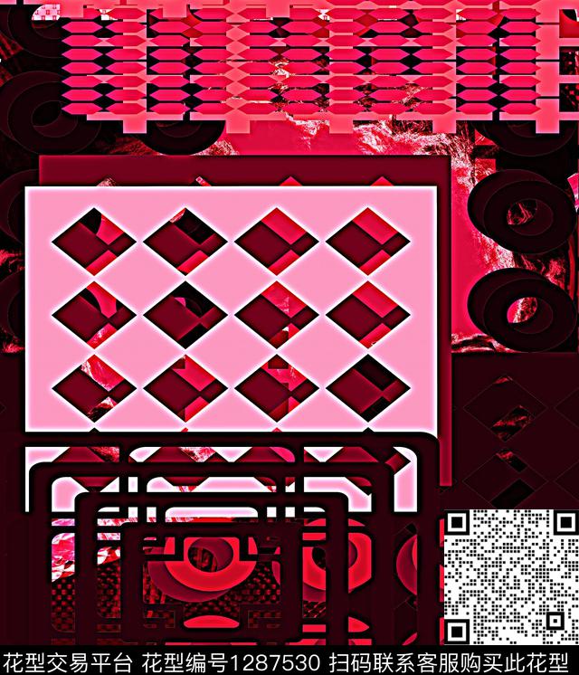 0218.jpg - 1287530 - 几何 格子 抽象 - 数码印花花型 － 女装花型设计 － 瓦栏