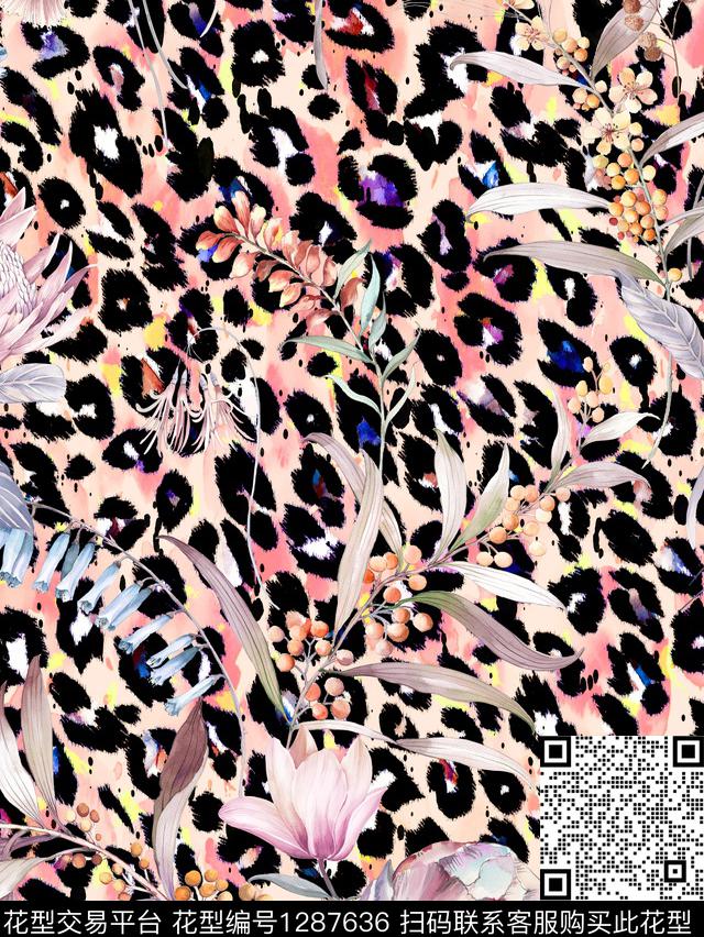 YY-HAIBO-20025.jpg - 1287636 - 动物 数码花型 水彩 - 数码印花花型 － 女装花型设计 － 瓦栏