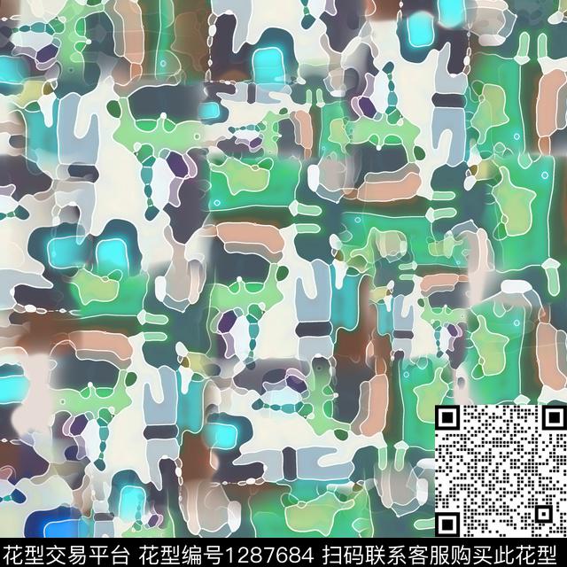 几何抽象肌理图案数码印花花型下载（图片编号: 1287684） - 瓦栏（Walan）