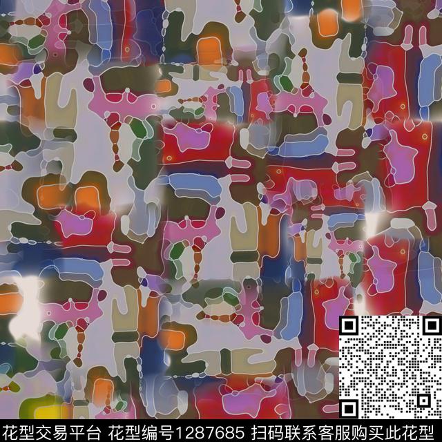 几何抽象肌理图案数码印花花型下载（图片编号: 1287685） - 瓦栏（Walan）