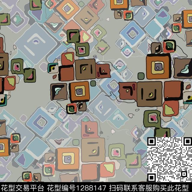 男装趣味格子图案数码印花花型下载（图片编号: 1288147） - 瓦栏（Walan）