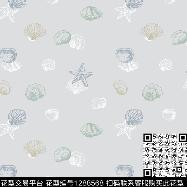 贝壳.jpg - 1288568 - 女装 休闲 贝壳 - 传统印花花型 － 泳装花型设计 － 瓦栏