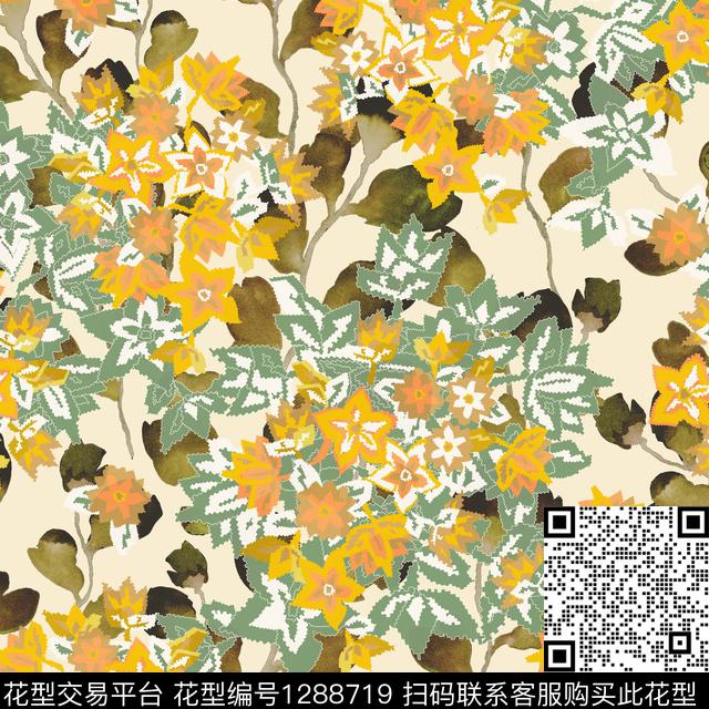 数码花型花卉民族风数码印花花型下载（图片编号: 1288719） - 瓦栏（Walan）