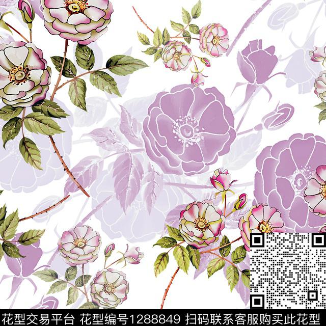 200110-白色勾边-14-3.jpg - 1288849 - 小碎花 白色勾边 植物 - 数码印花花型 － 女装花型设计 － 瓦栏