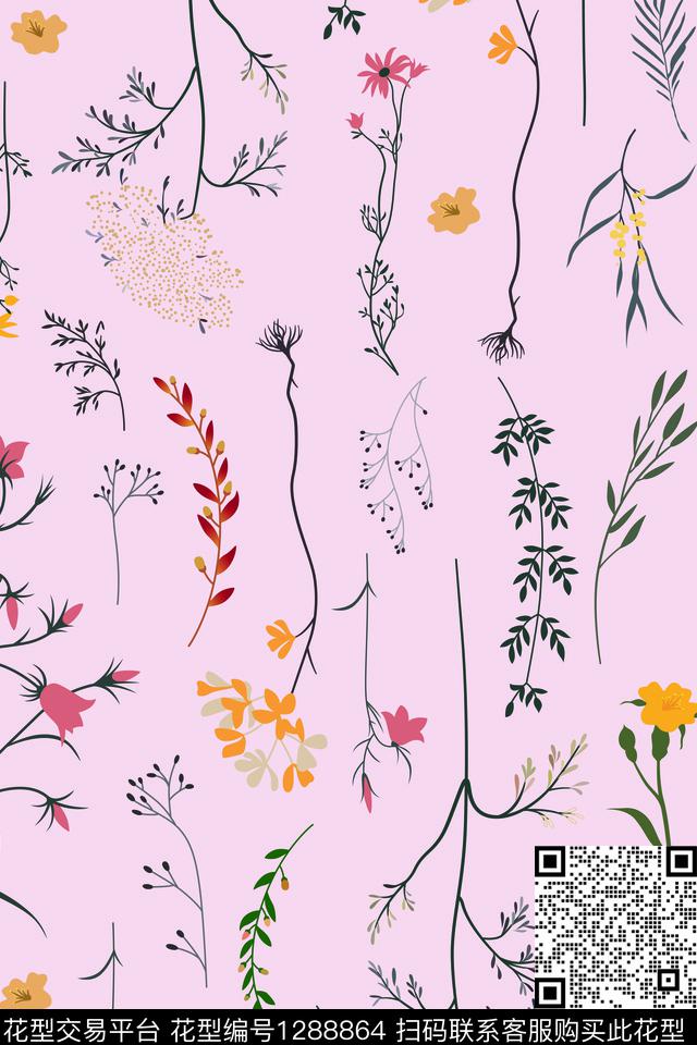 2020-4.jpg - 1288864 - 矢量 彩底花卉 传统花型 - 传统印花花型 － 女装花型设计 － 瓦栏