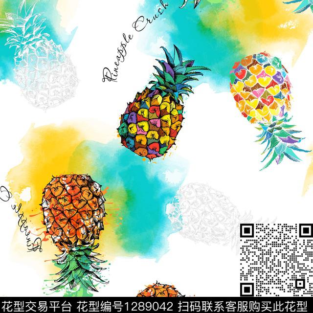 菠萝2-分层.jpg - 1289042 - 数码花型 几何 水果 - 数码印花花型 － 童装花型设计 － 瓦栏