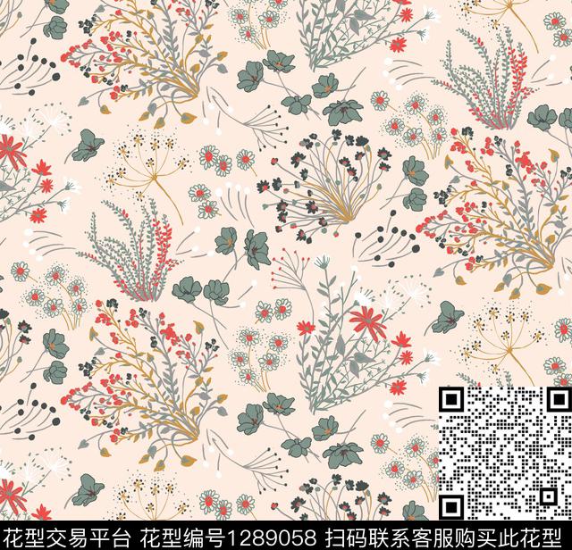 手绘花卉小碎花少女花卉传统印花花型下载（图片编号: 1289058） - 瓦栏（Walan）