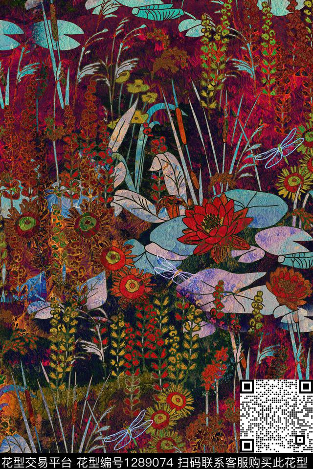 复古连衣裙棉麻数码印花花型下载（图片编号: 1289074） - 瓦栏（Walan）