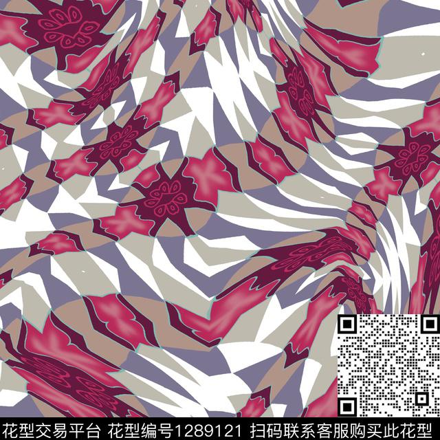 抽 象       复 古.jpg - 1289121 - 几何 波浪纹 分形 - 数码印花花型 － 女装花型设计 － 瓦栏
