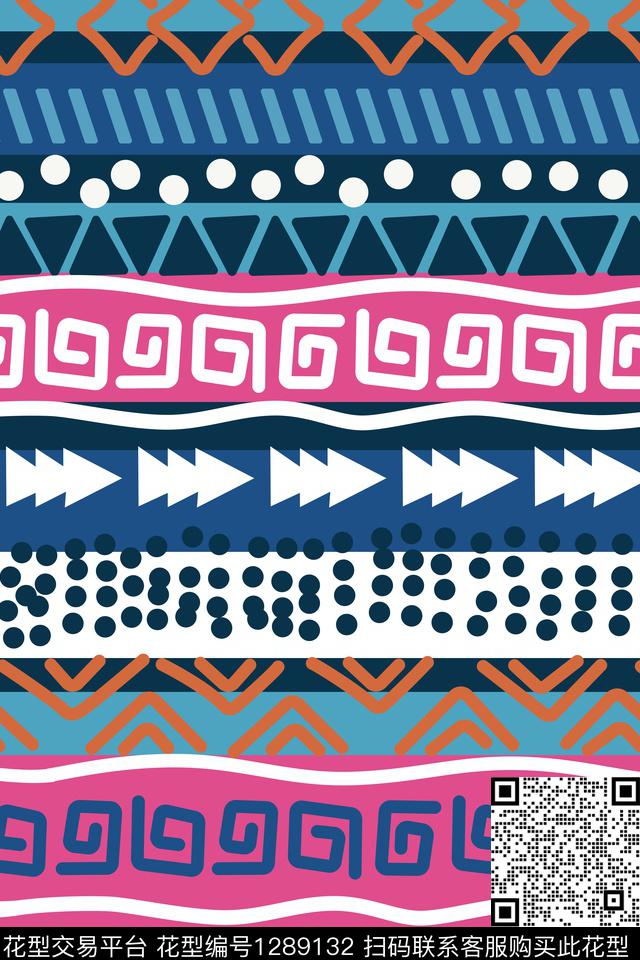 民族花纹.jpg - 1289132 - 几何 民族风 波西米亚 - 传统印花花型 － 女装花型设计 － 瓦栏