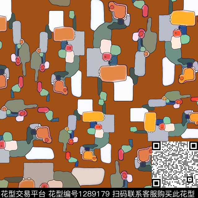 抽象卡通婴童图案格子混搭数码印花花型下载（图片编号: 1289179） - 瓦栏（Walan）