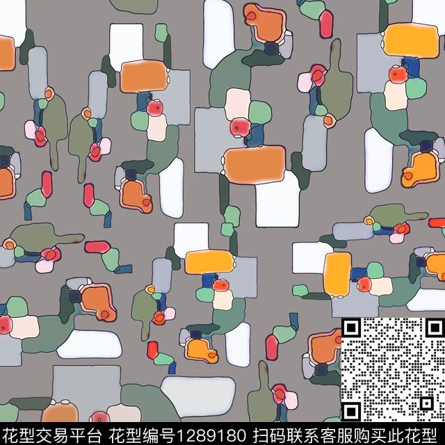抽象卡通婴童图案格子混搭数码印花花型下载（图片编号: 1289180） - 瓦栏（Walan）
