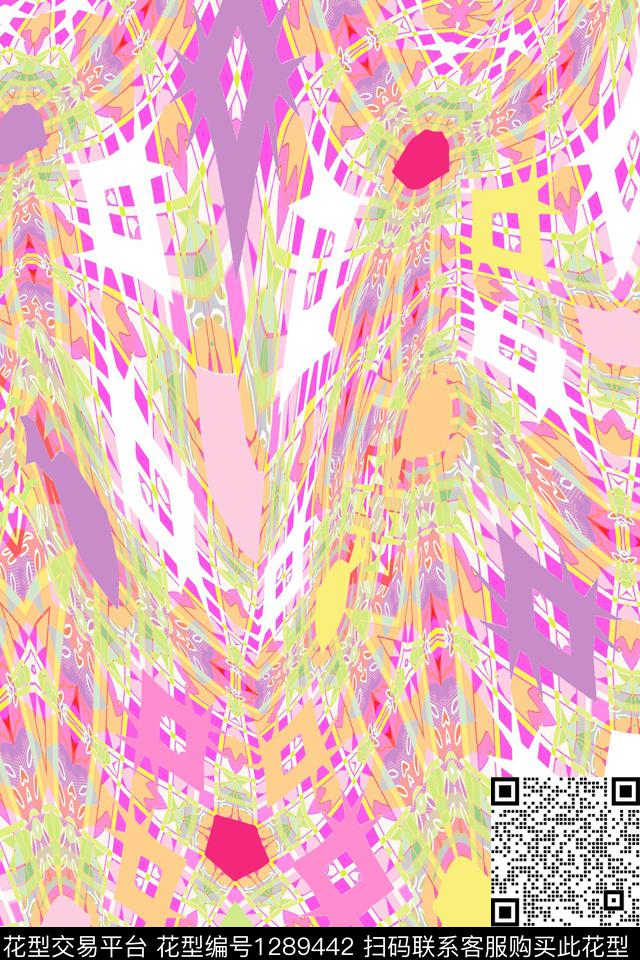 抽象   色 块.jpg - 1289442 - 几何 分形 民族风 - 数码印花花型 － 女装花型设计 － 瓦栏