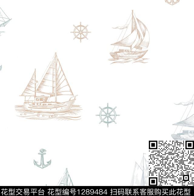 复古帆船.jpg - 1289484 - 男装 大牌风 航海 - 传统印花花型 － 男装花型设计 － 瓦栏