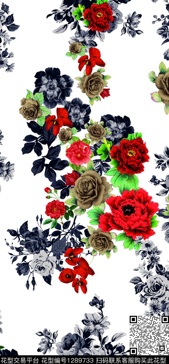 34.jpg - 1289733 - 绿植树叶 数码花型 玫瑰花 - 数码印花花型 － 女装花型设计 － 瓦栏