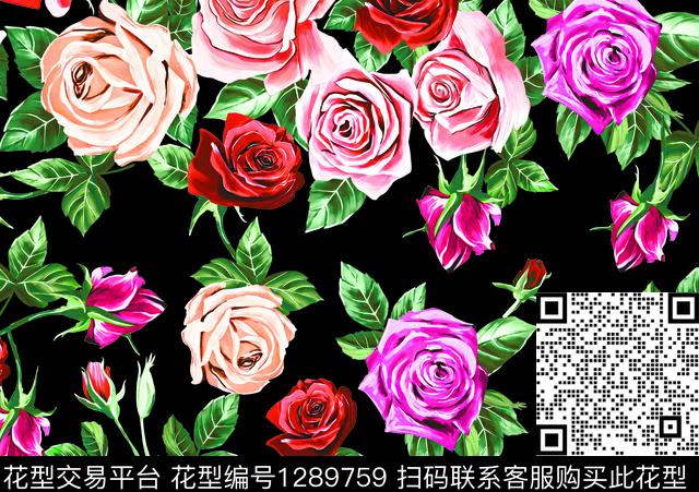 55.jpg - 1289759 - 玫瑰花 数码花型 花卉 - 数码印花花型 － 女装花型设计 － 瓦栏