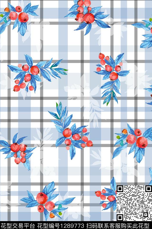 294.jpg - 1289773 - 花卉 格子 线条 - 数码印花花型 － 女装花型设计 － 瓦栏