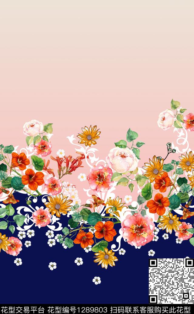 定位花女装花卉数码印花花型下载（图片编号: 1289803） - 瓦栏（Walan）