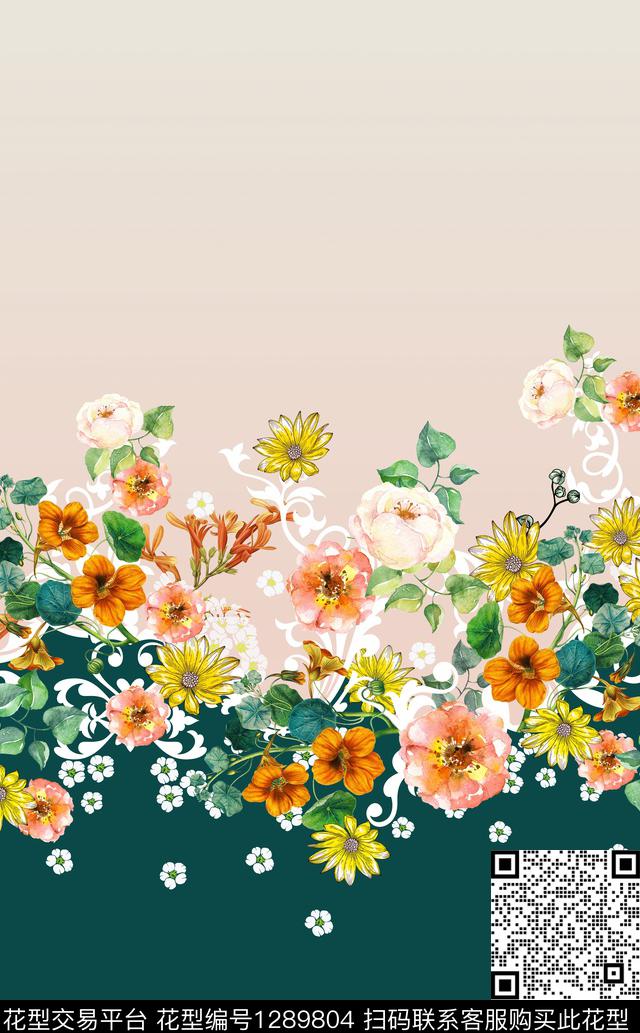 定位花女装花卉数码印花花型下载（图片编号: 1289804） - 瓦栏（Walan）