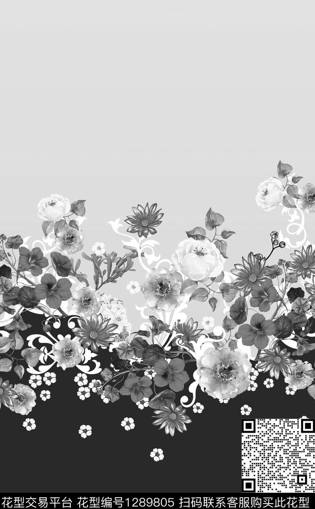 定位花女装花卉数码印花花型下载（图片编号: 1289805） - 瓦栏（Walan）