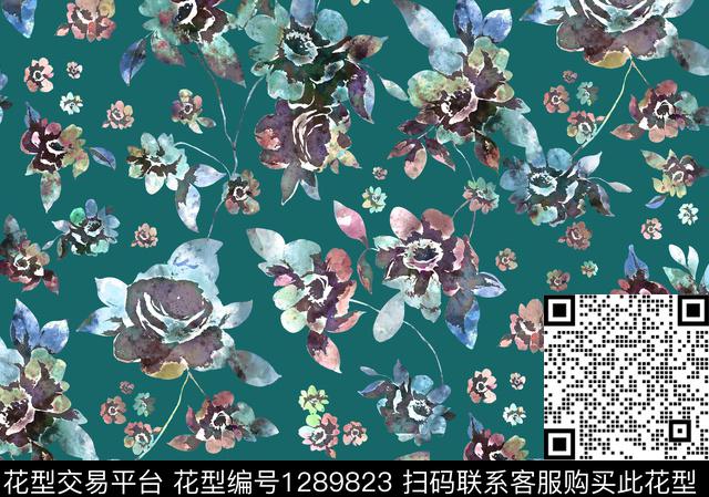 G1912231D.tif - 1289823 - 水彩 花卉 手绘 - 数码印花花型 － 女装花型设计 － 瓦栏
